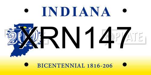XRN147 Indiana License Plate