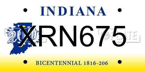 XRN675 Indiana License Plate