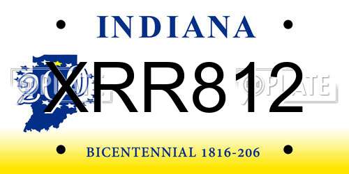 XRR812 Indiana License Plate