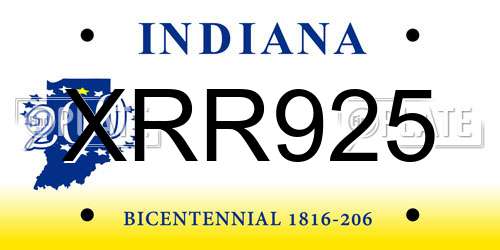 XRR925 Indiana License Plate