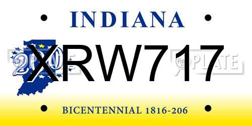 XRW717 Indiana License Plate