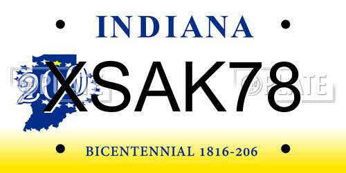 XSAK78 Indiana License Plate