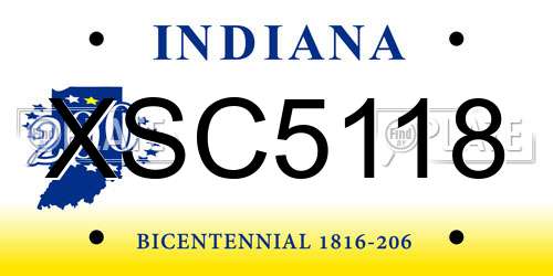 XSC5118 Indiana License Plate