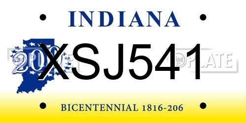 XSJ541 Indiana License Plate