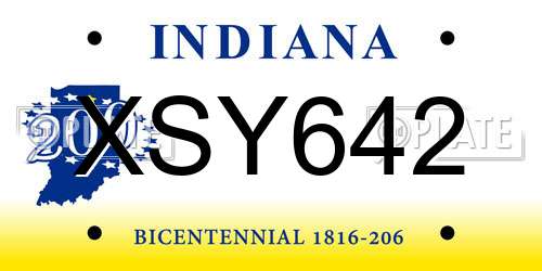 XSY642 Indiana License Plate
