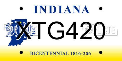 XTG420 Indiana License Plate