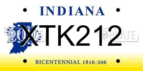 XTK212 Indiana License Plate