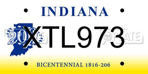 XTL973 Indiana License Plate