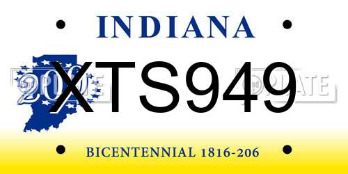 XTS949 Indiana License Plate