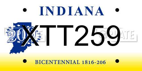 XTT259 Indiana License Plate
