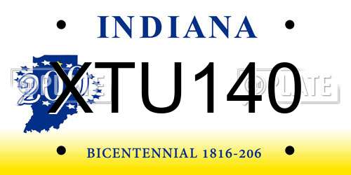 XTU140 Indiana License Plate