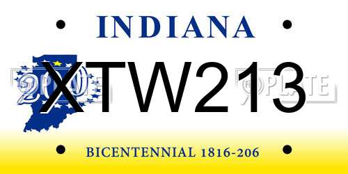 XTW213 Indiana License Plate