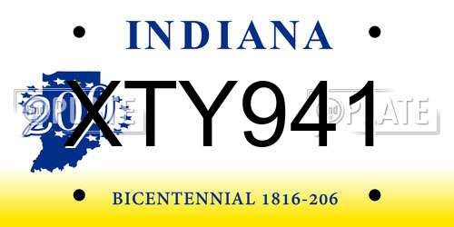 XTY941 Indiana License Plate