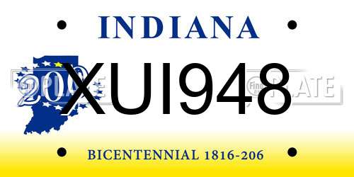 XUI948 Indiana License Plate