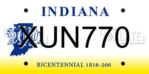 XUN770 Indiana License Plate