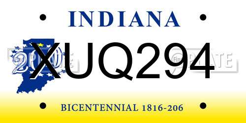 XUQ294 Indiana License Plate
