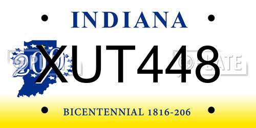 XUT448 Indiana License Plate