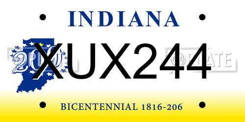 XUX244 Indiana License Plate
