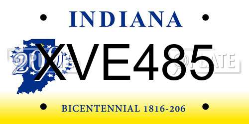 XVE485 Indiana License Plate