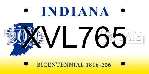 XVL765 Indiana License Plate