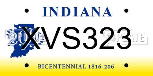 XVS323 Indiana License Plate