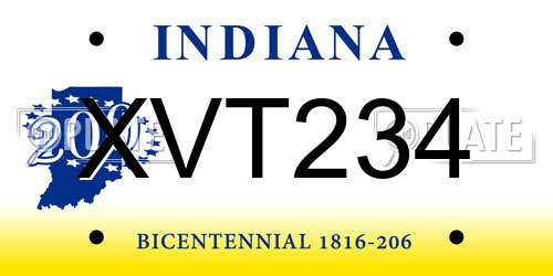 XVT234 Indiana License Plate