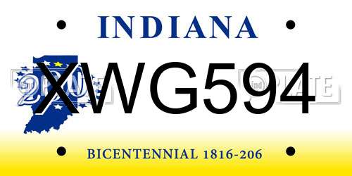 XWG594 Indiana License Plate