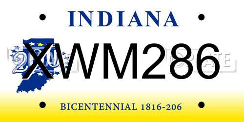 XWM286 Indiana License Plate