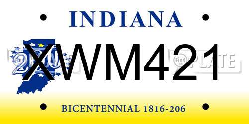 XWM421 Indiana License Plate