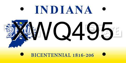 XWQ495 Indiana License Plate
