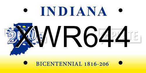 XWR644 Indiana License Plate