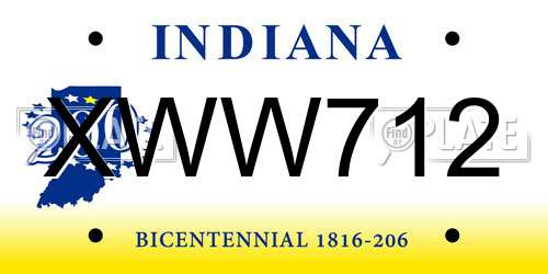 XWW712 Indiana License Plate