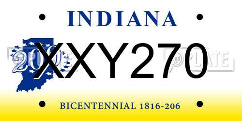 XXY270 Indiana License Plate
