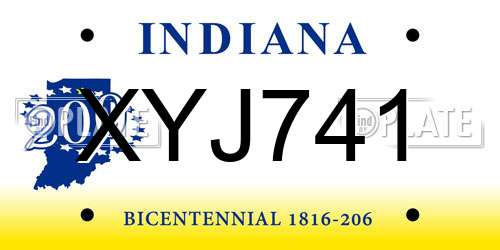 XYJ741 Indiana License Plate