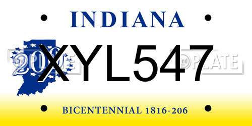 XYL547 Indiana License Plate