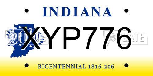 XYP776 Indiana License Plate