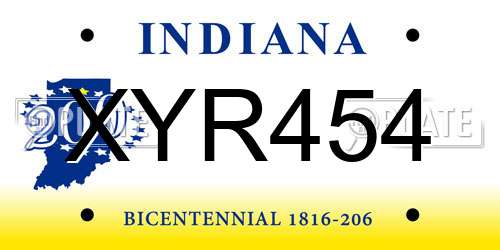 XYR454 Indiana License Plate