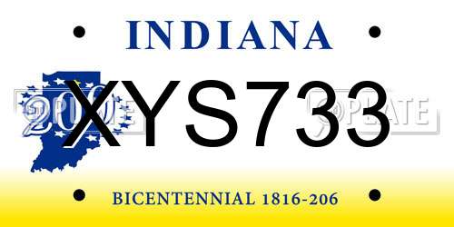 XYS733 Indiana License Plate