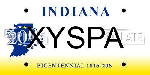 XYSPA Indiana License Plate