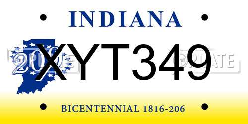 XYT349 Indiana License Plate