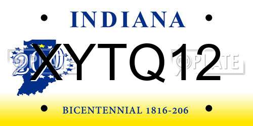 XYTQ12 Indiana License Plate