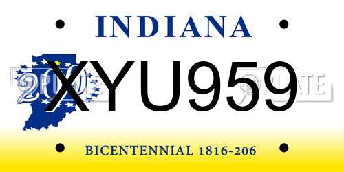 XYU959 Indiana License Plate