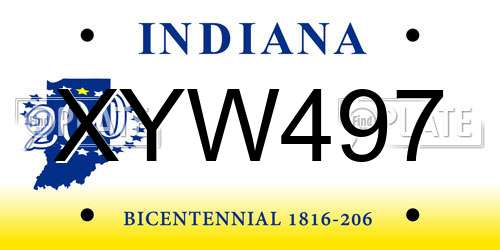 XYW497 Indiana License Plate