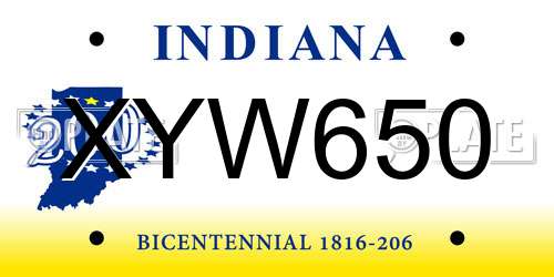XYW650 Indiana License Plate