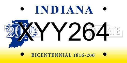 XYY264 Indiana License Plate