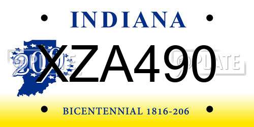 XZA490 Indiana License Plate
