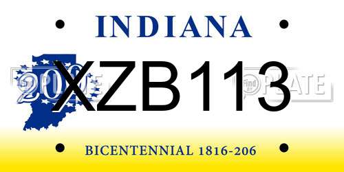 XZB113 Indiana License Plate
