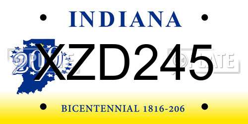 XZD245 Indiana License Plate