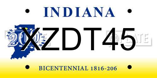 XZDT45 Indiana License Plate