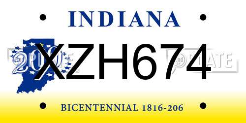 XZH674 Indiana License Plate